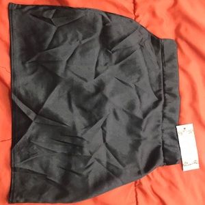Black satin mini skirt